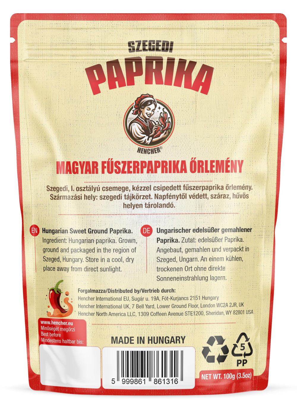 Hencher paprika powder close-up highlights vibrant color and fragrant aroma.