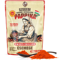 Hencher Szeged paprika packaging shows authentic flavor for traditional dishes.