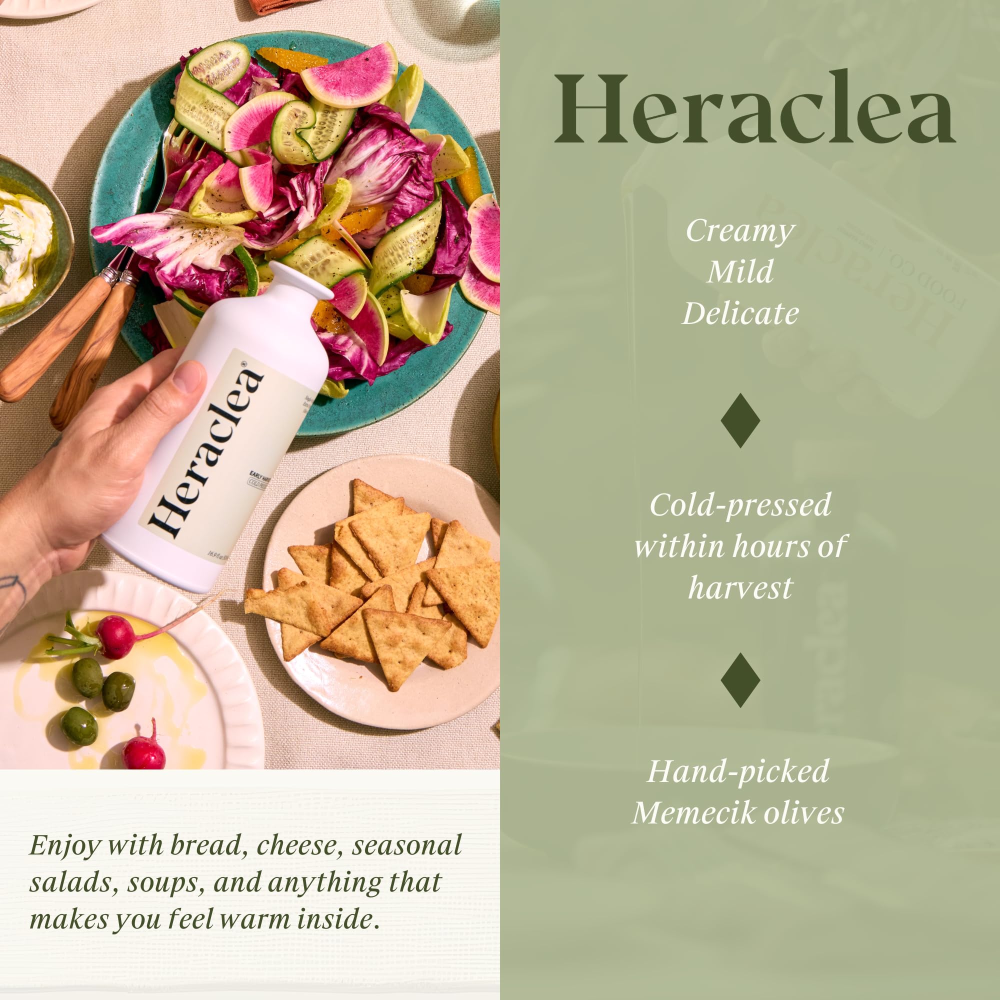 Heraclea bread-dipping olive oil at the table for flavor boost