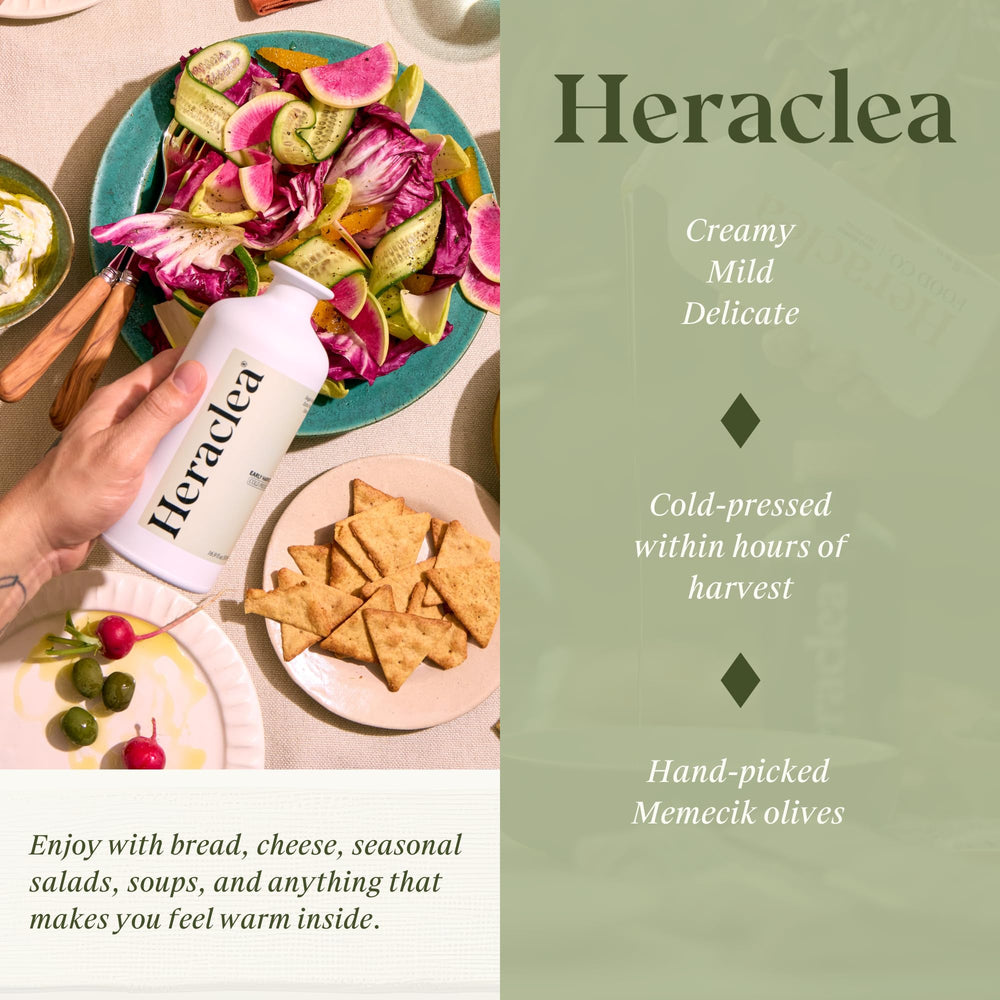Heraclea bread-dipping olive oil at the table for flavor boost