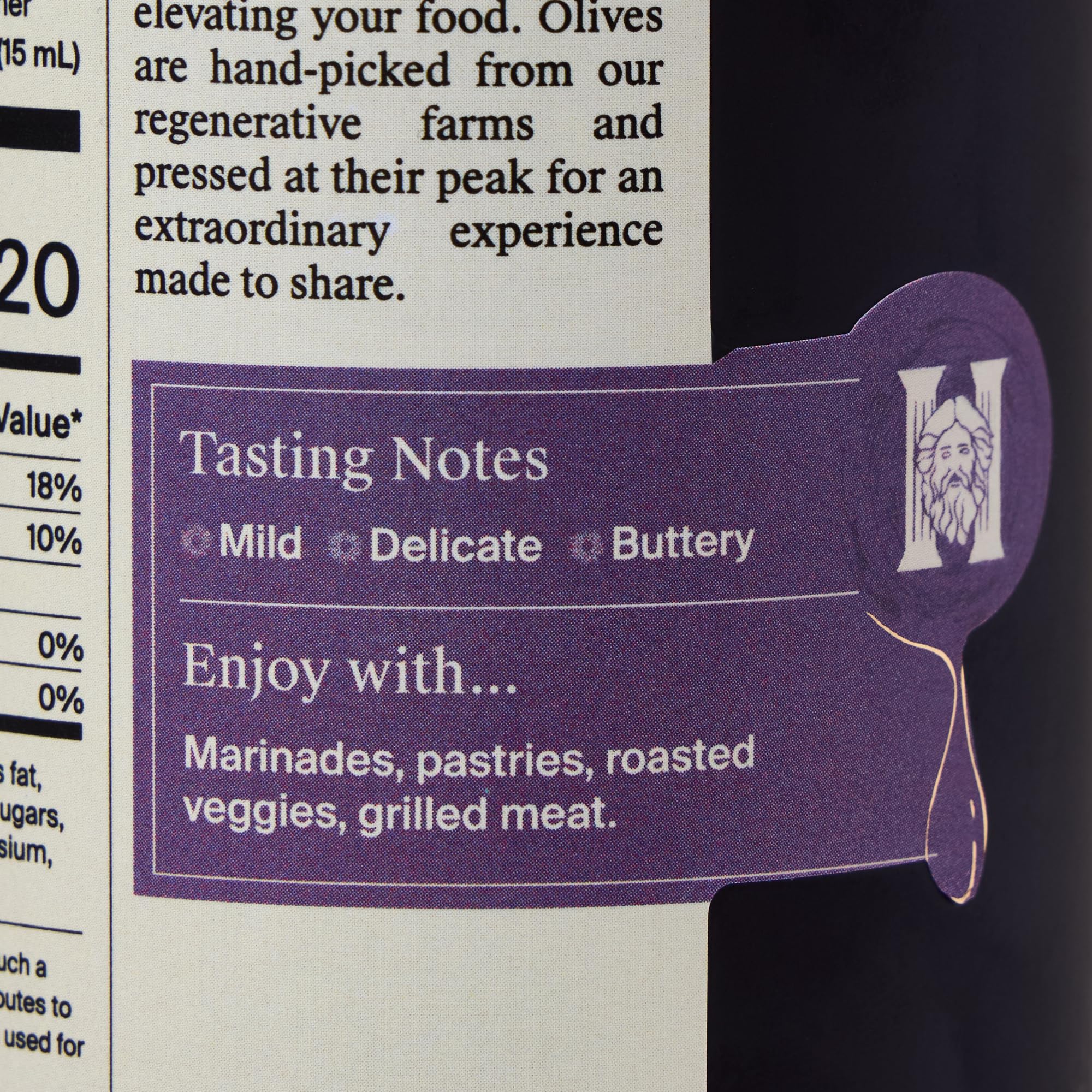 Heraclea Polyphenol-rich olive oil bottle highlights robust aroma