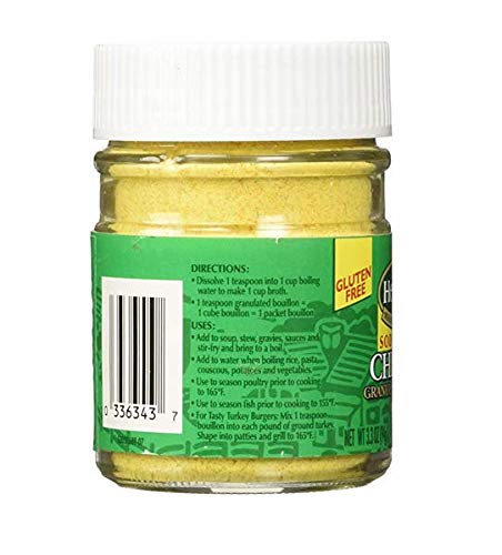 Herb-Ox Bouillon Granules Chicken Low-Sodium dissolving in hot water to flavor dishes