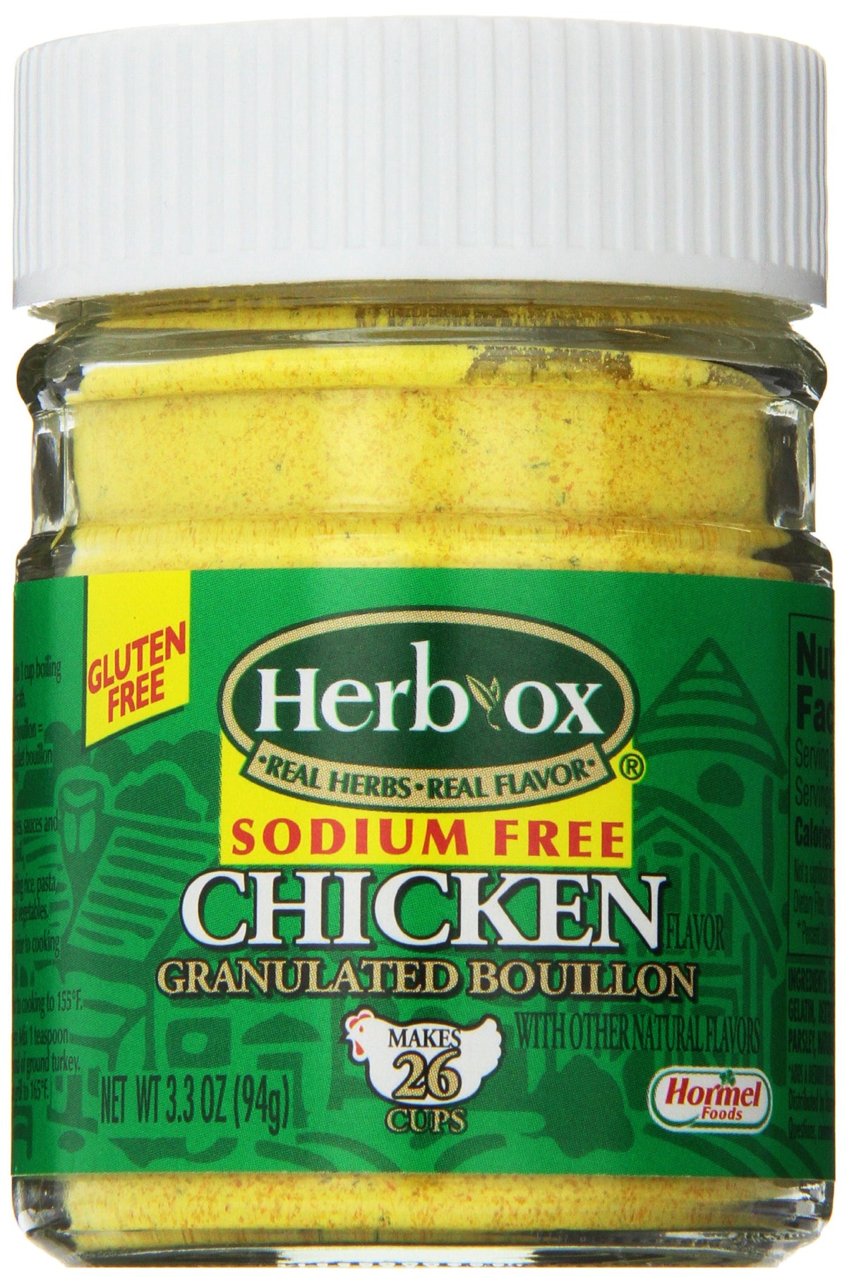 Herb-Ox Chicken Bouillon Granules in six-pack, convenient flavor booster for soups.