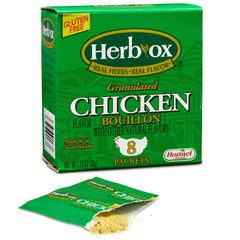 Herb-Ox Chicken Bouillon packet box ready to boost quick meals.