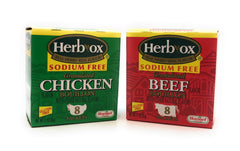 Herb-Ox sodium free bouillon beef packaging ideal for quick savory soups.