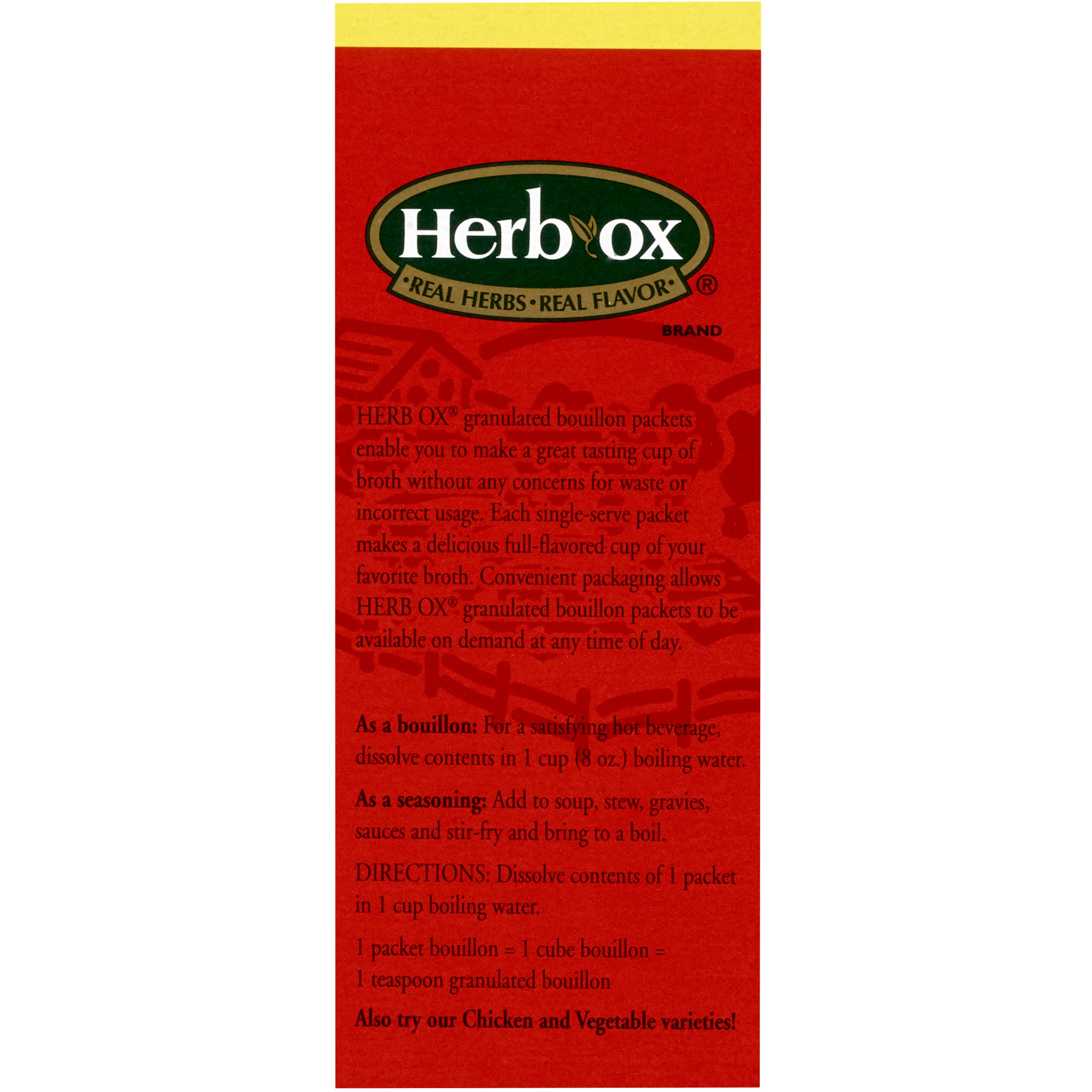 Herb-Ox sodium-free beef and chicken, easy weeknight base.