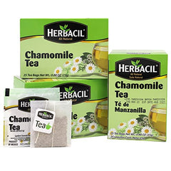 Herbacil Chamomile Tea steaming cup inviting a calming moment