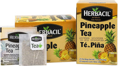 Herbacil Pineapple Tea bag closeup; vibrant dehydrated pineapple notes elevate your tea experience.