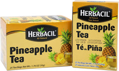 Herbacil Pineapple Tea bags box; refreshing caffeine-free hydration for any time.