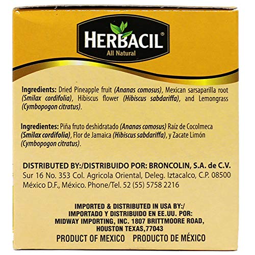 Herbacil Pineapple Tea packaging side; convenient 2-pack design for on-the-go brewing.