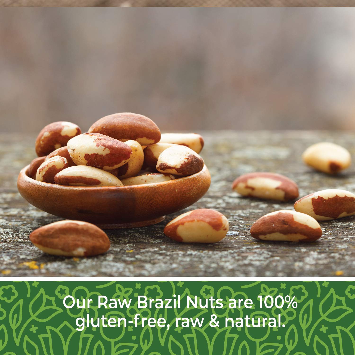 Herbaila Brazil nuts raw whole-shell display highlighting natural shell texture