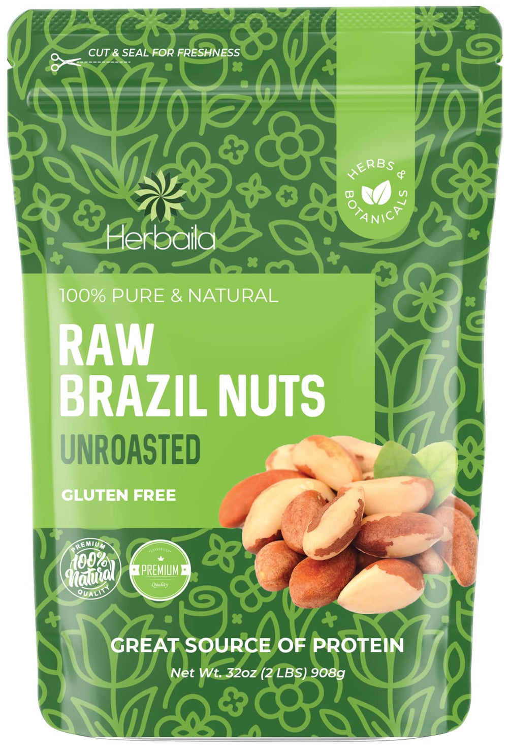 Herbaila Brazil nuts resealable pouch keeps nuts fresh on the go