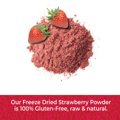 Herbaila freeze-dried strawberry powder bowl, ready to blend into yogurt and desserts.