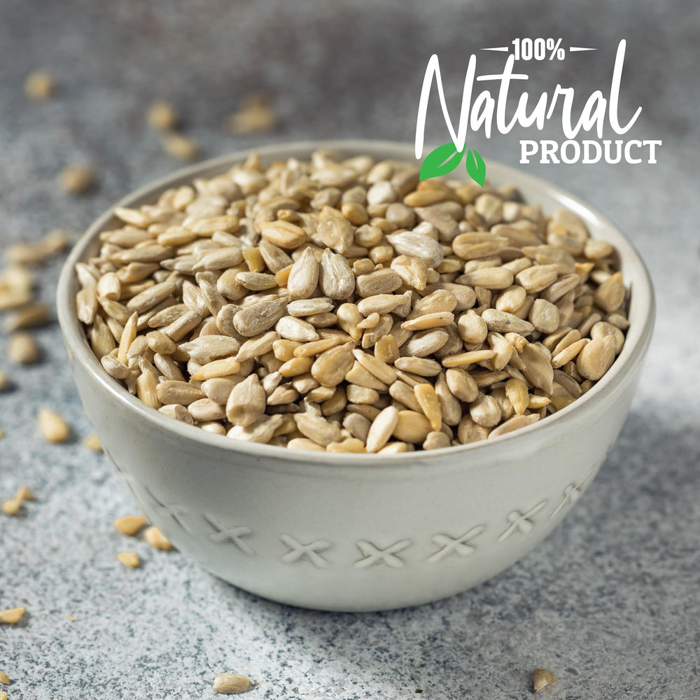 Herbaila sunflower kernels close-up highlighting texture and quality.
