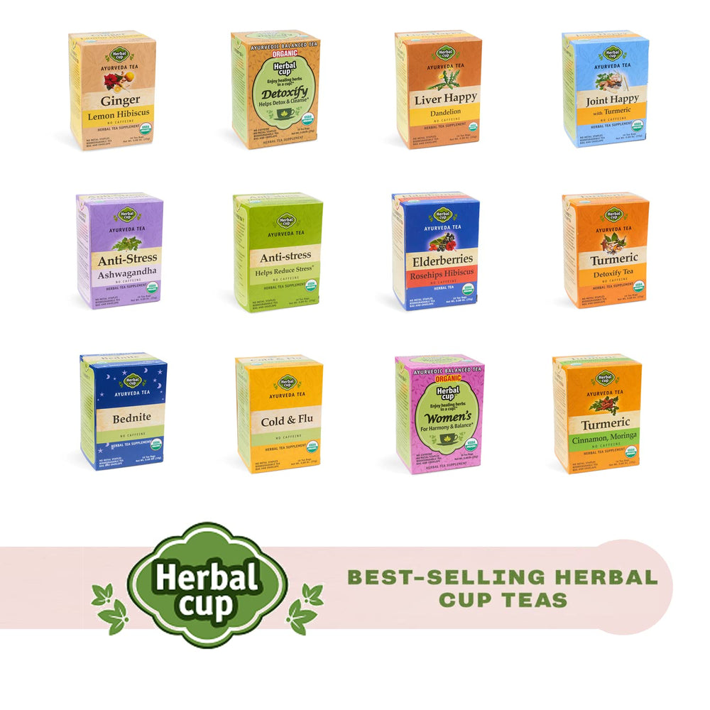 Herbal Cup Ayurveda Turmeric Tea tea time scene with a steaming cup.