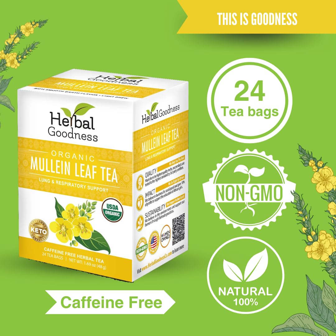 Herbal Goodness Mullein Tea steeping in a cup with warm aroma