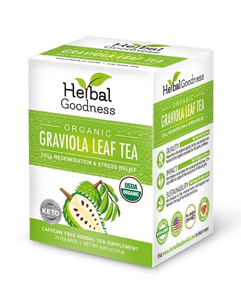 Herbal Goodness Soursop tea bags ready for steeping; convenient daily ritual.