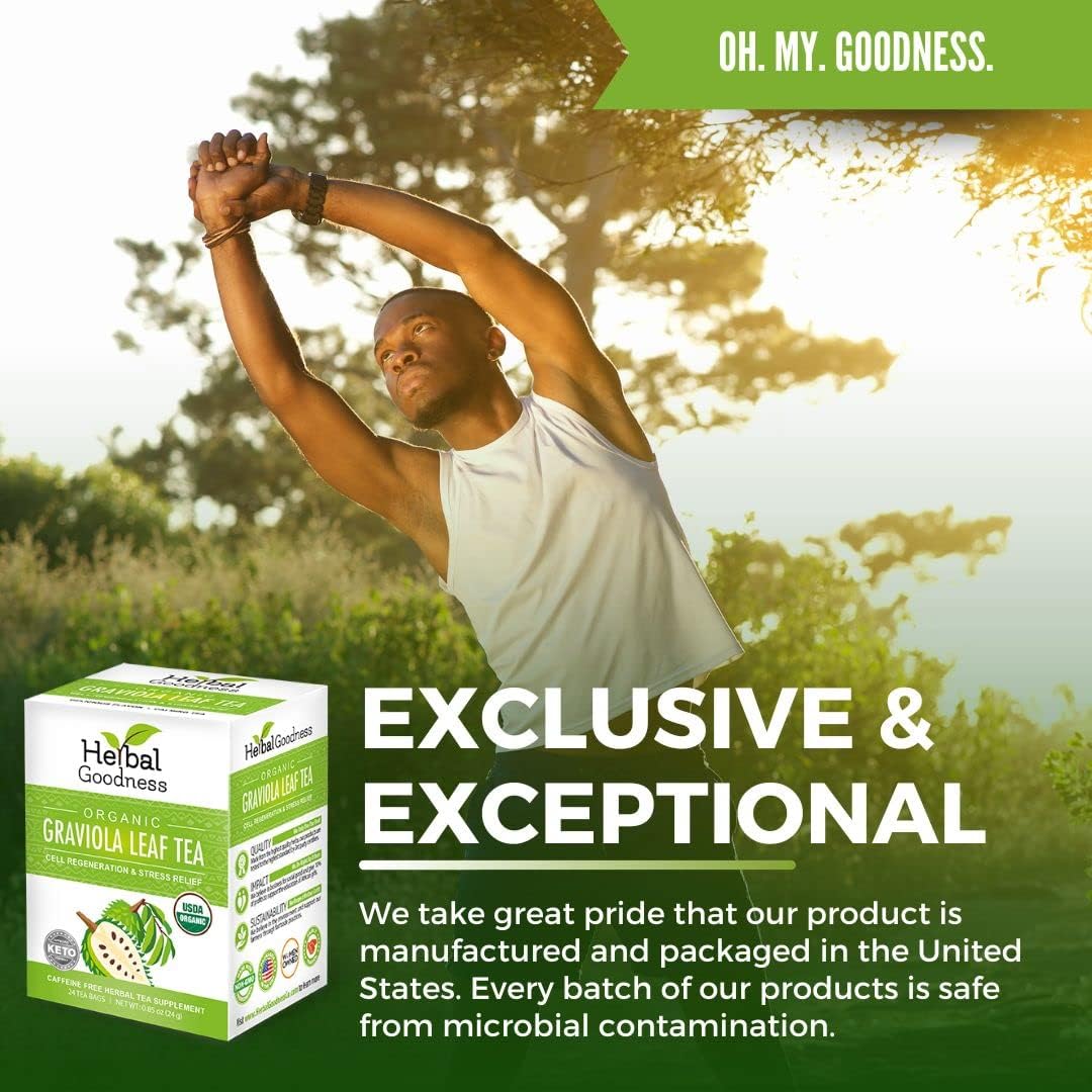 Herbal Goodness USDA Organic seal; certified organic soursop leaves.