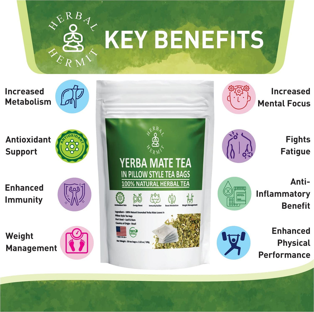Herbal Hermit Yerba Mate tea bags in a cup for a quick steep