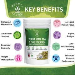 Herbal Hermit Yerba Mate tea bags in a cup for a quick steep