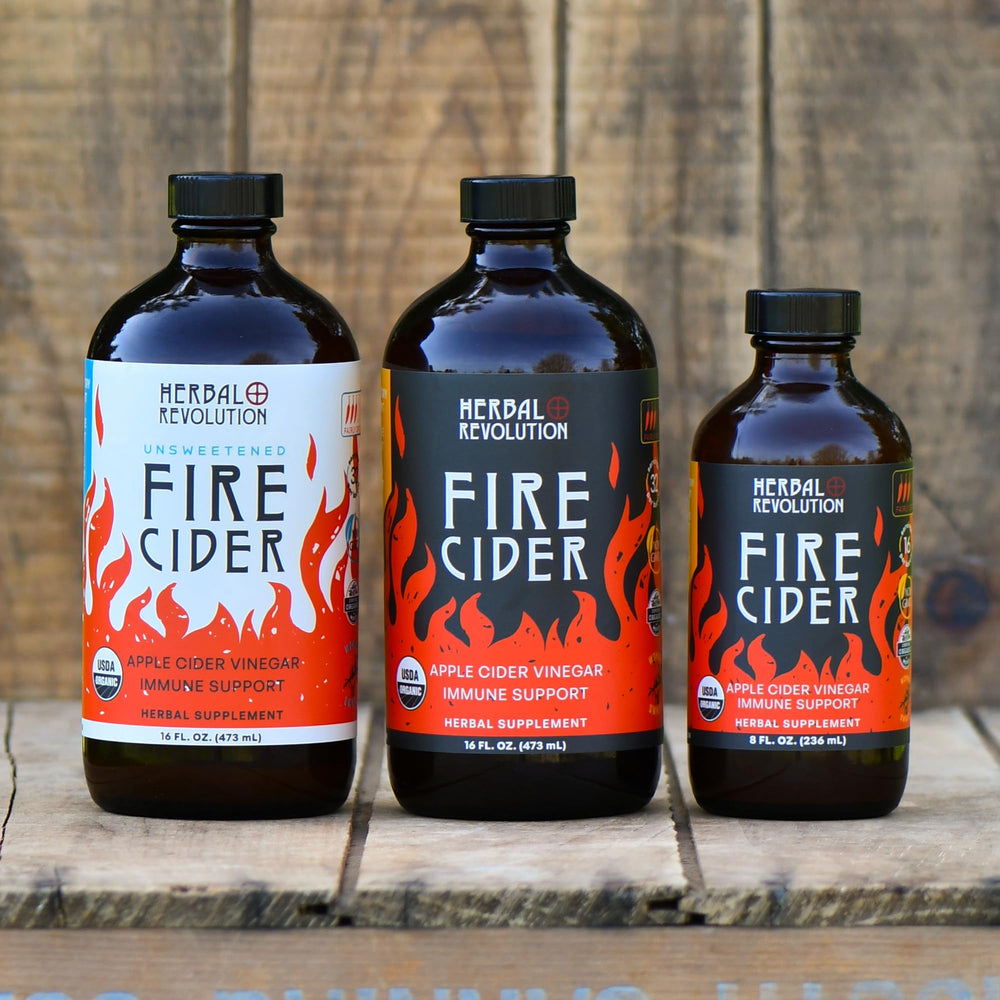 Herbal Revolution Fire Cider label close-up highlighting organic roots for versatile use.