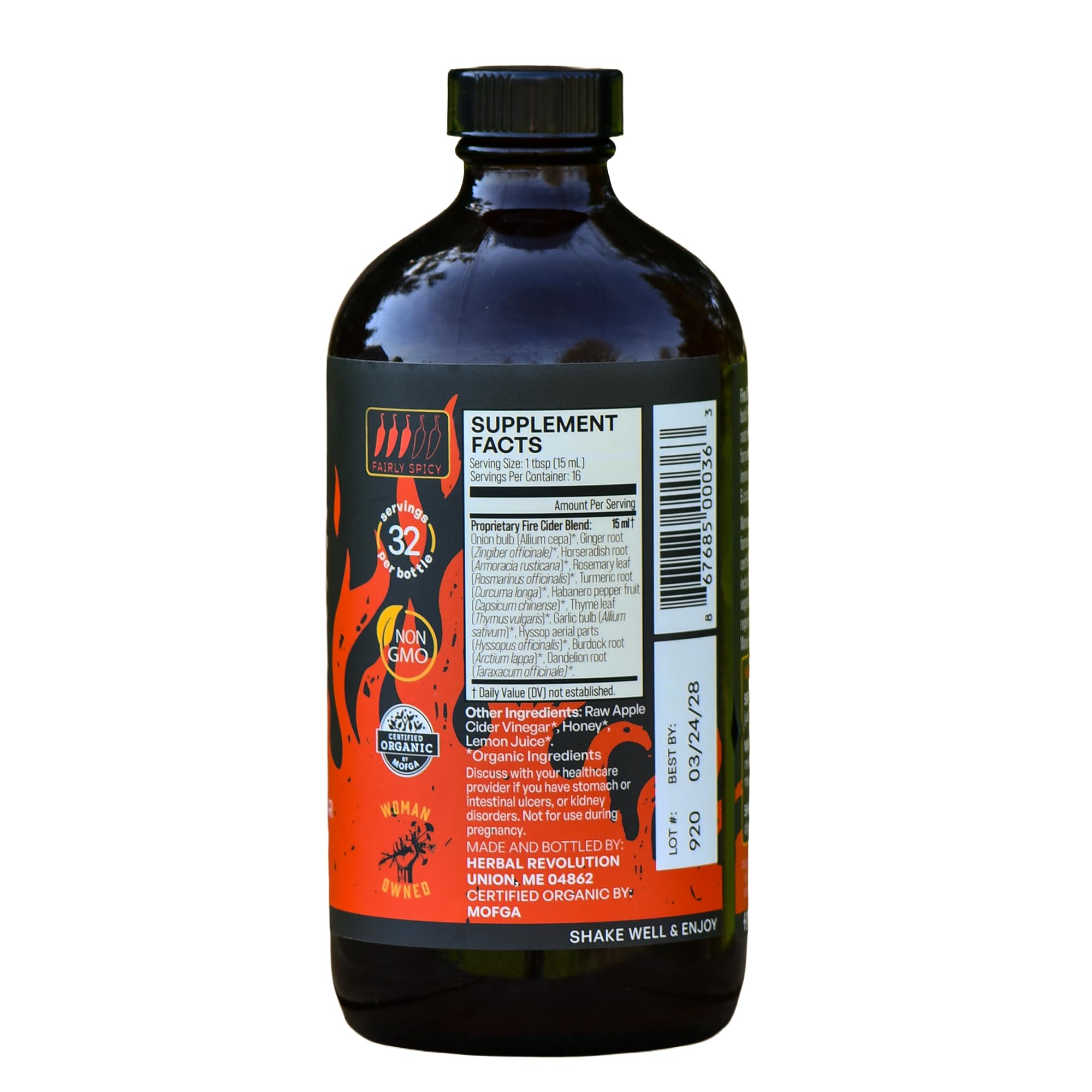 Herbal Revolution Fire Cider organic apple cider vinegar with Mother.