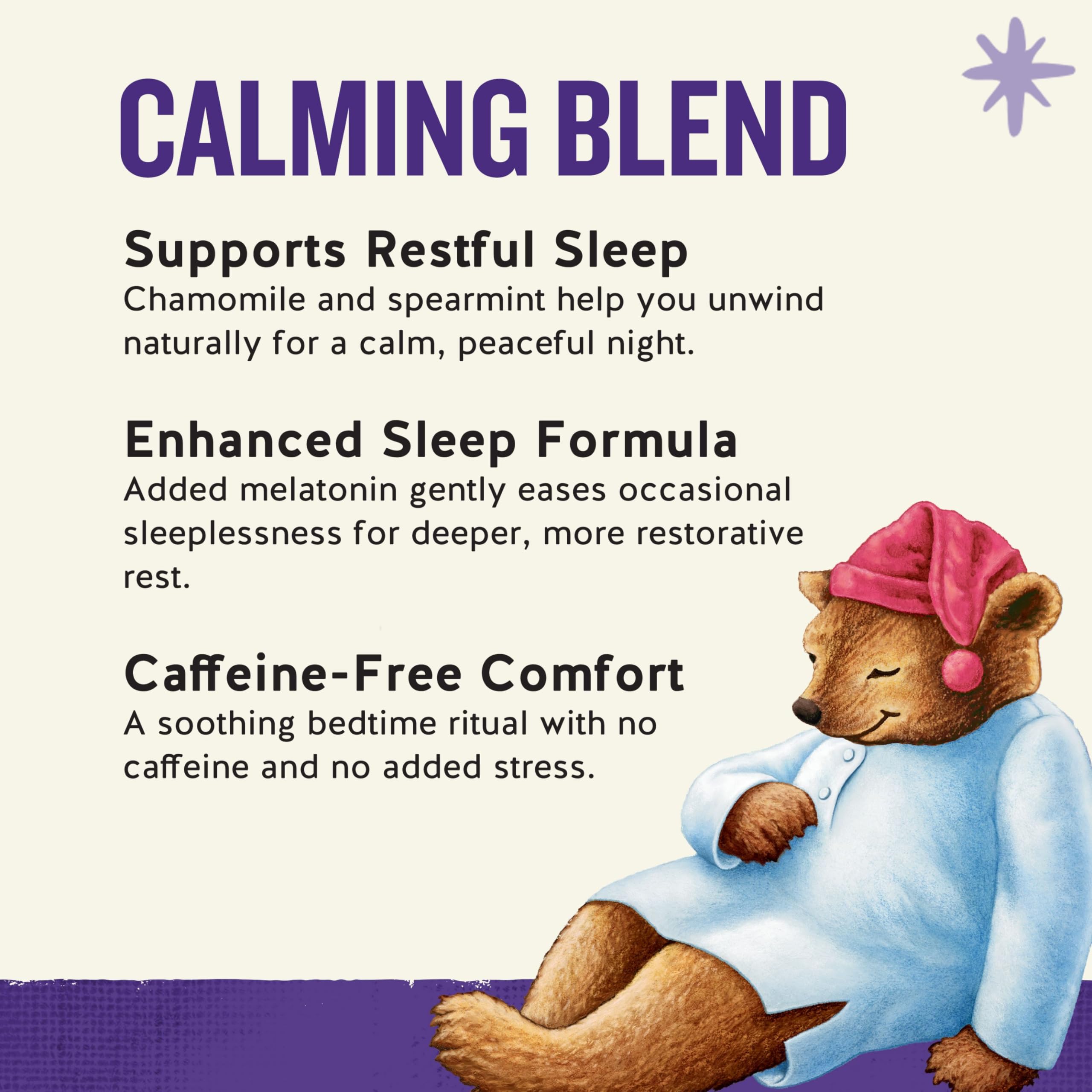 Herbal Sleepytime blend closeup highlights chamomile and spearmint aroma.