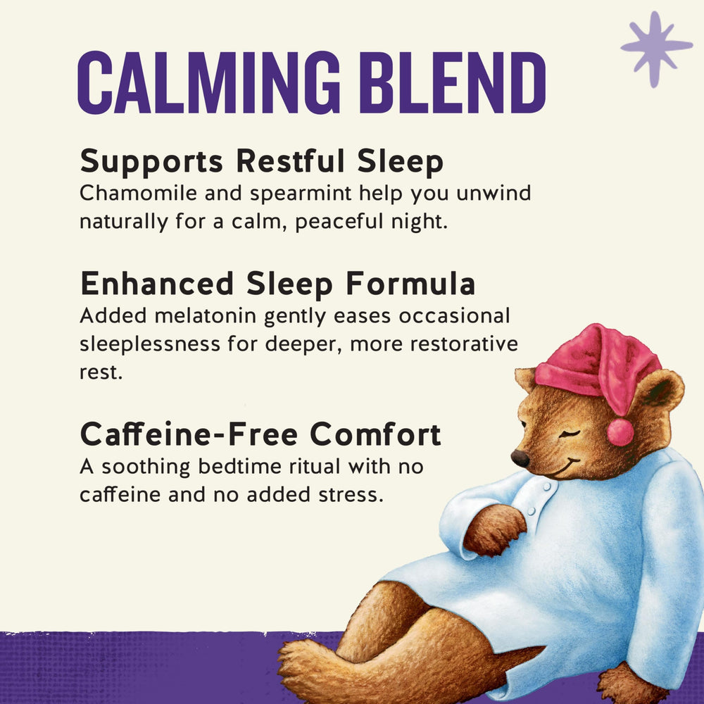 Herbal Sleepytime blend closeup highlights chamomile and spearmint aroma.