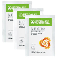 Herbalife N-R-G Nature's Raw Guarana Tea packet offers a gentle energy lift and focus.