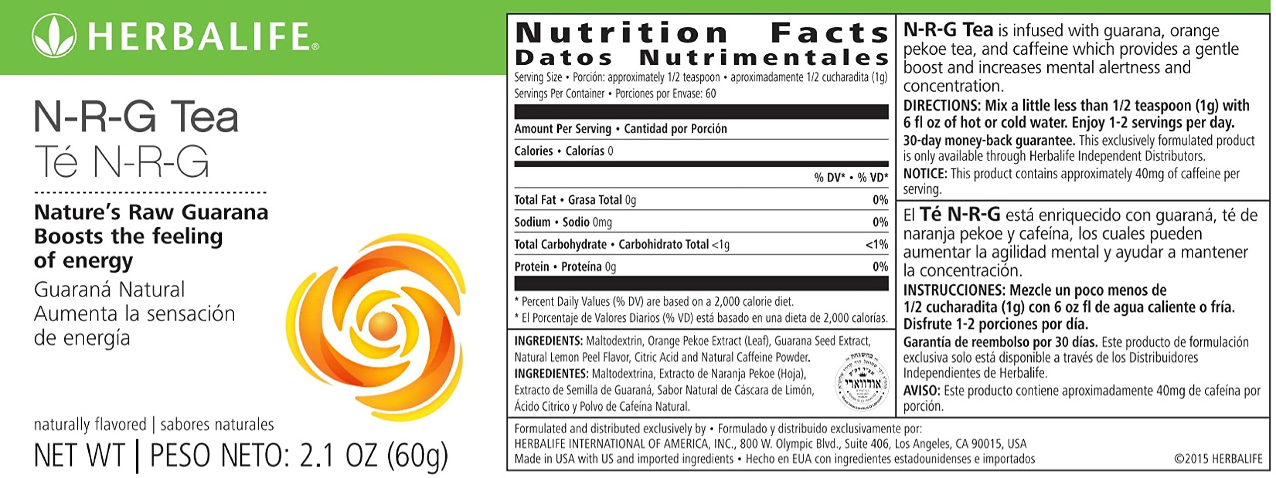 Powder scoop for Herbalife NRG Nature's Raw Guarana Tea powder, for quick, measured servings.