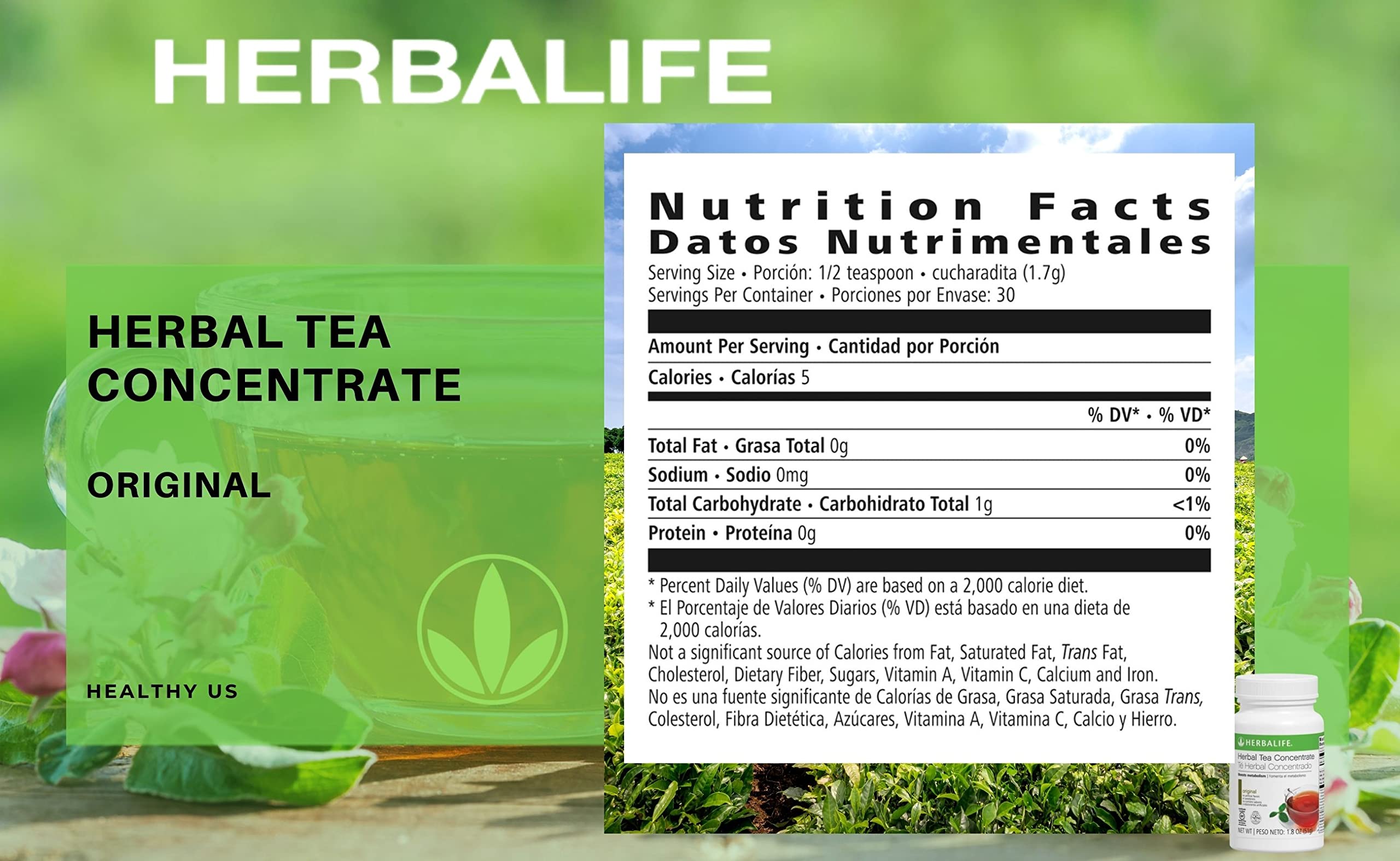 Herbalife Original Tea Concentrate bottle being poured into a mug for a quick, flavorful cup.