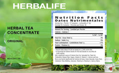 Herbalife Original Tea Concentrate bottle being poured into a mug for a quick, flavorful cup.