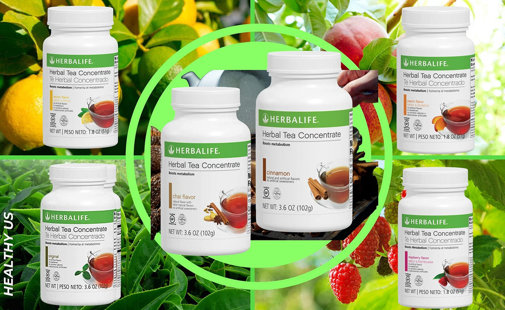 Measuring spoon dispensing Herbalife Original Tea Concentrate for precise mixing.