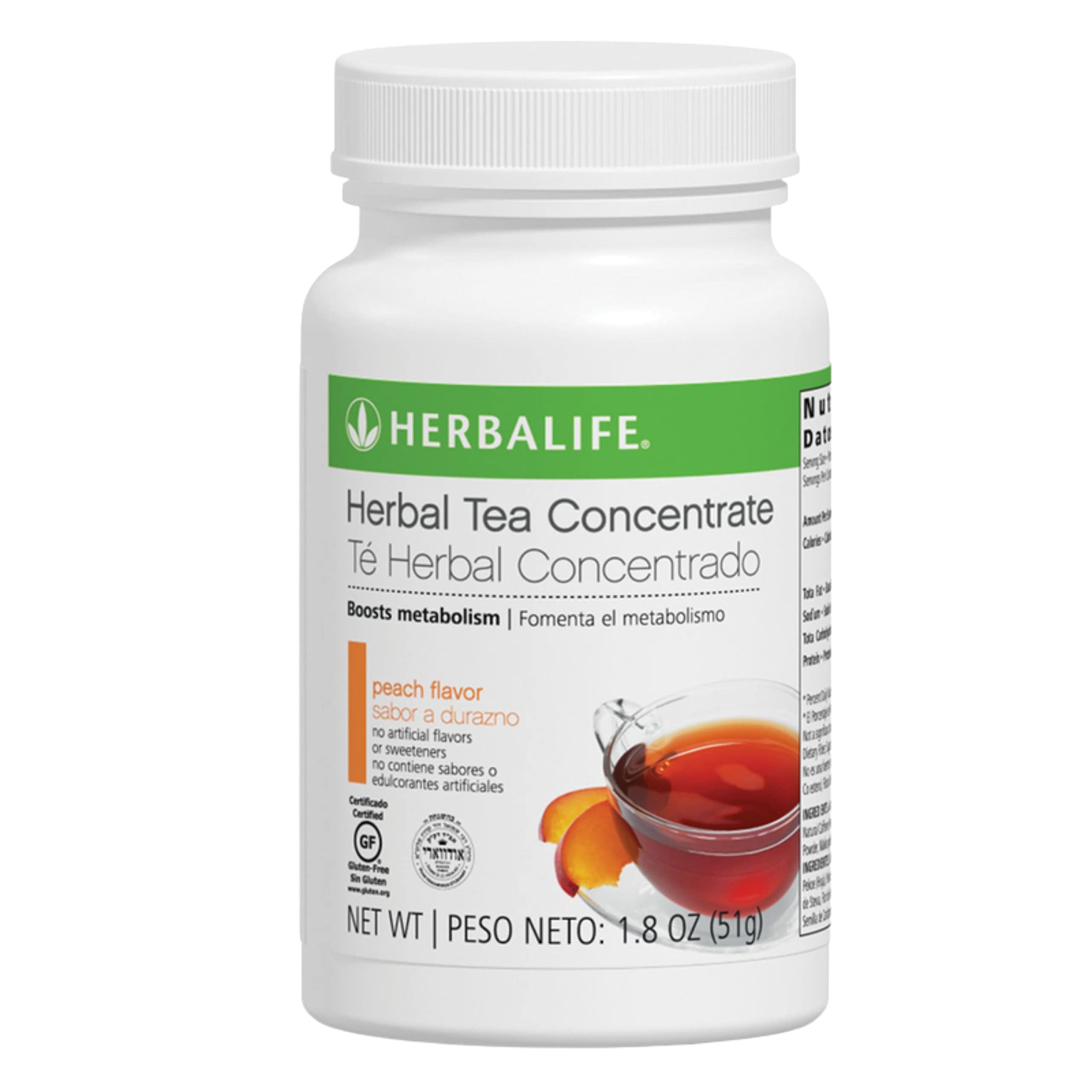Herbalife peach tea concentrate bottle ready to energize your day.