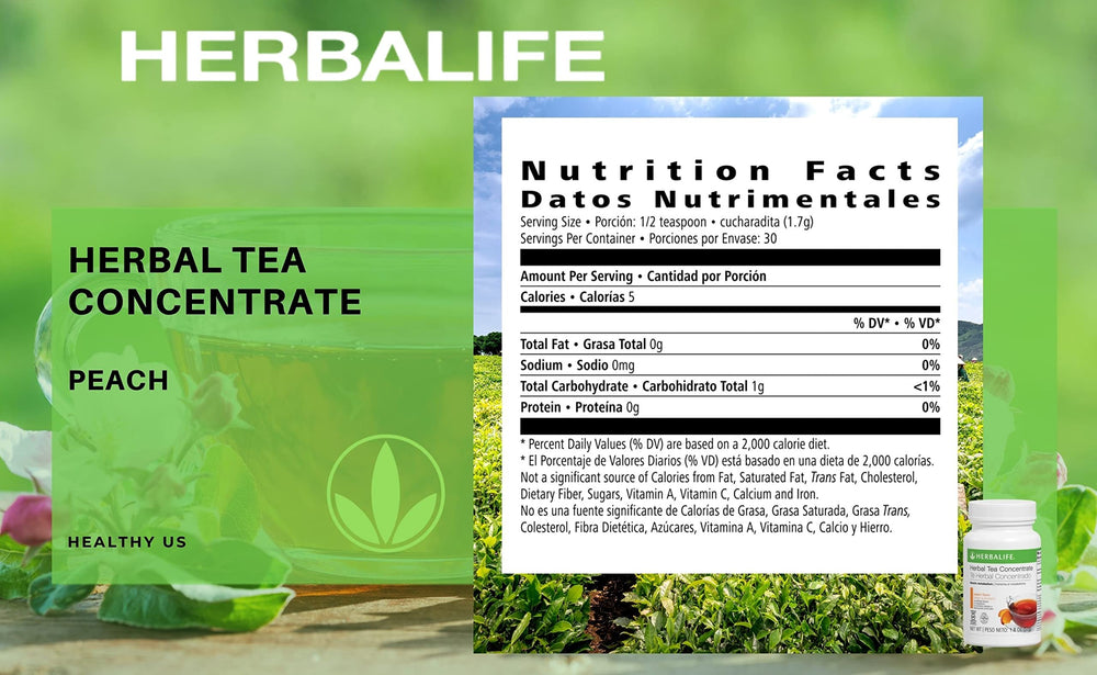 Herbalife peach tea being poured into a cup for a quick boost.