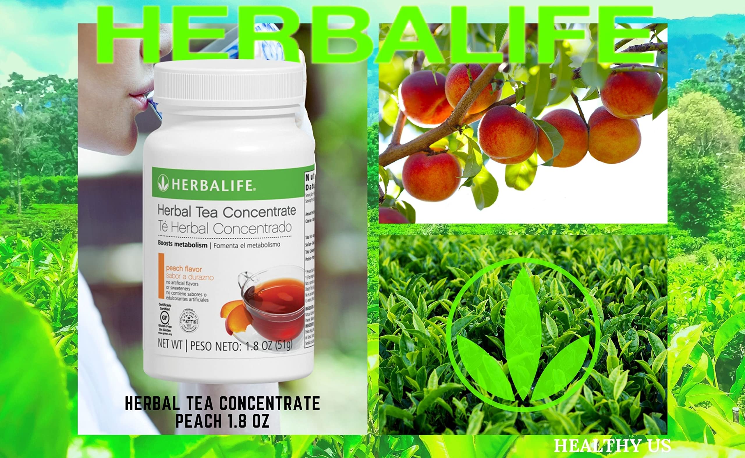 Hot water being poured over Herbalife peach tea concentrate.