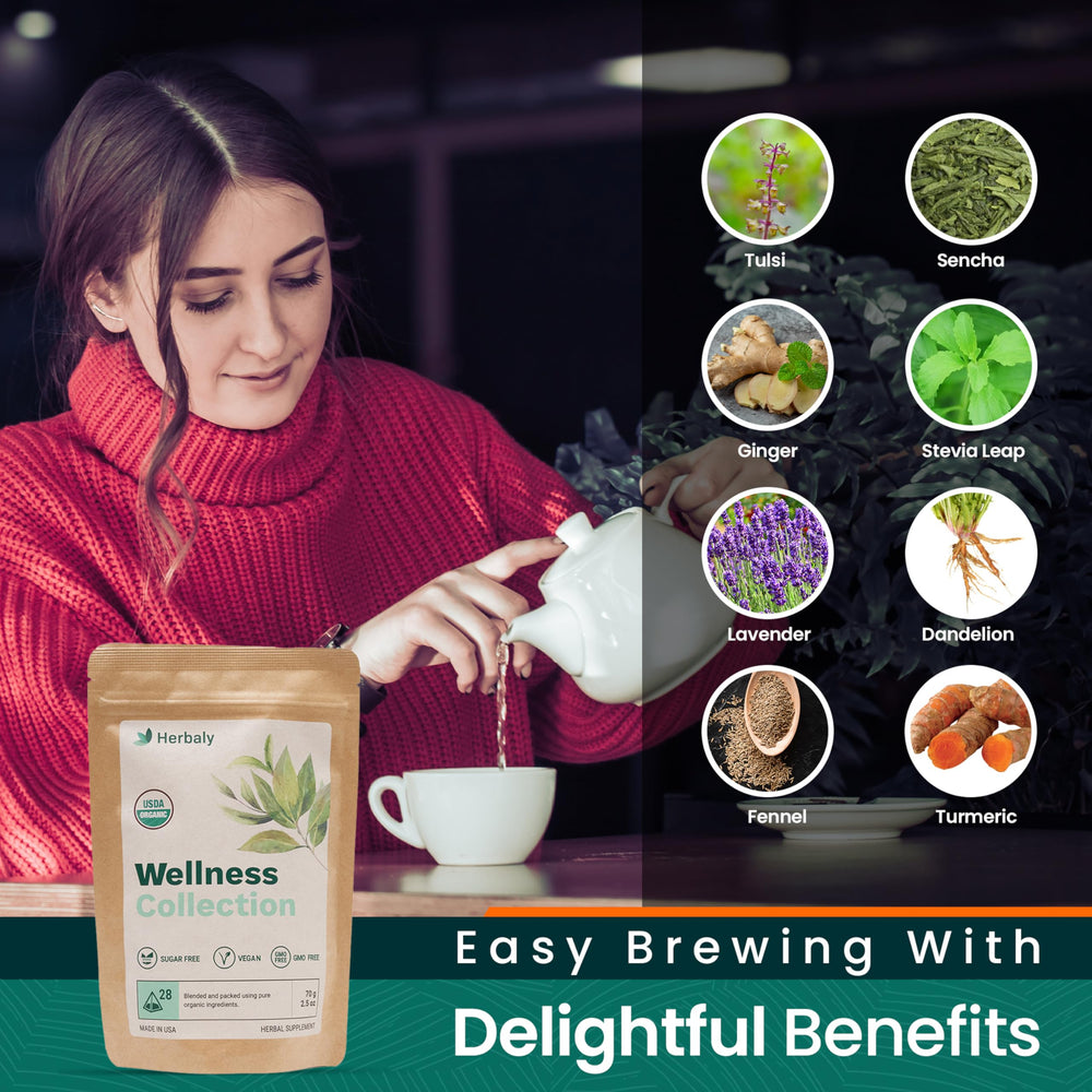 Herbaly Fennel seed and turmeric blend showcases vibrant botanicals