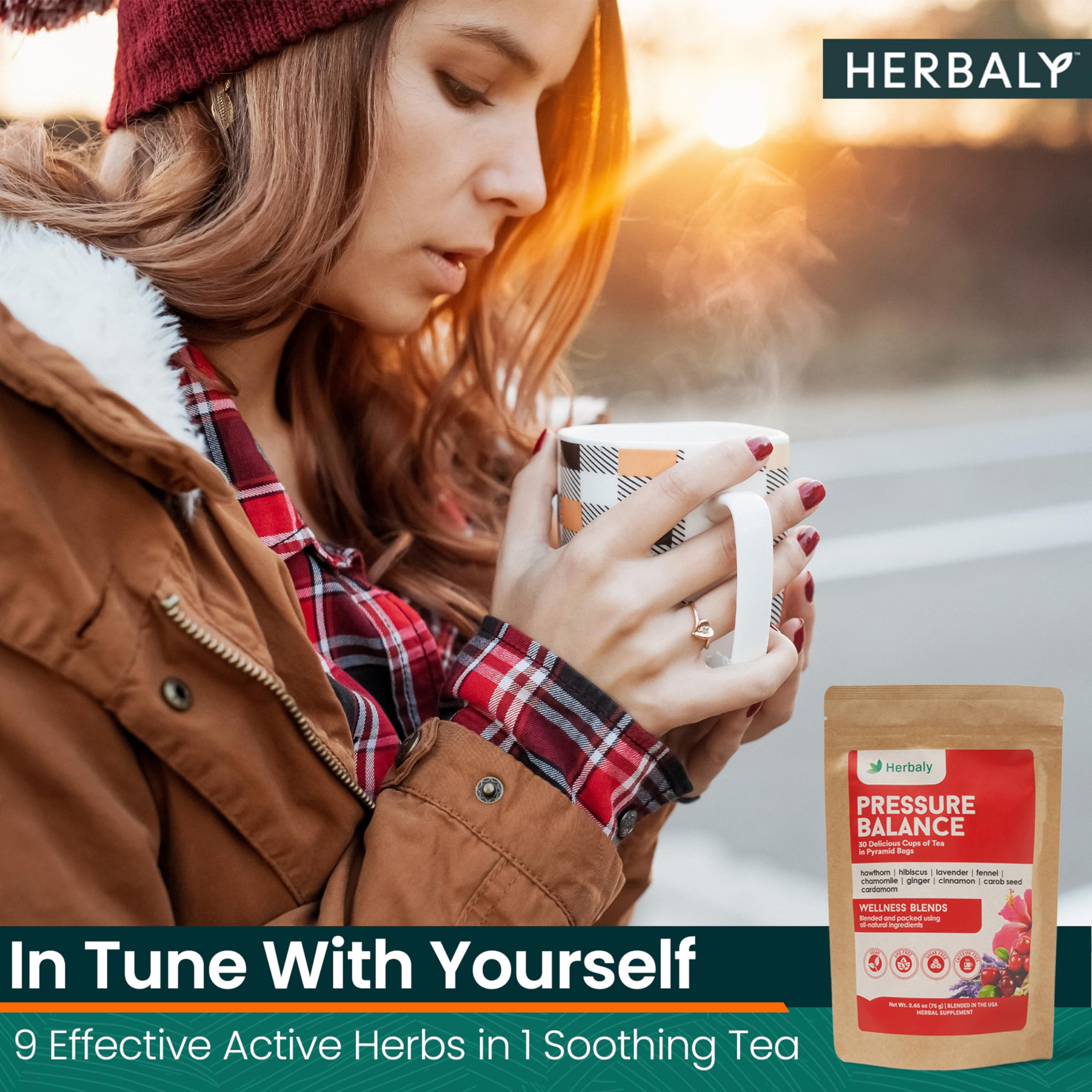Herbaly Heart Tea cup ready for a calming evening ritual