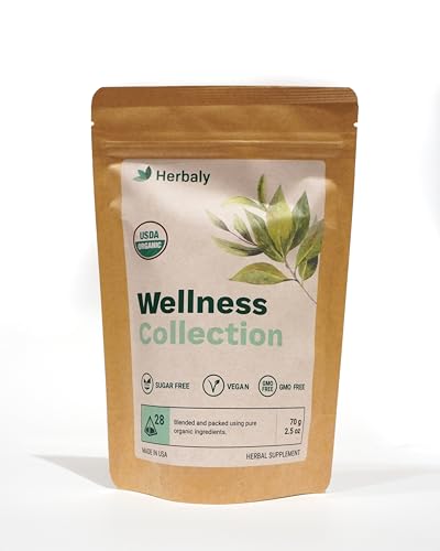 Herbaly Organic Herbal Tea packaging front shows premium, natural ingredients