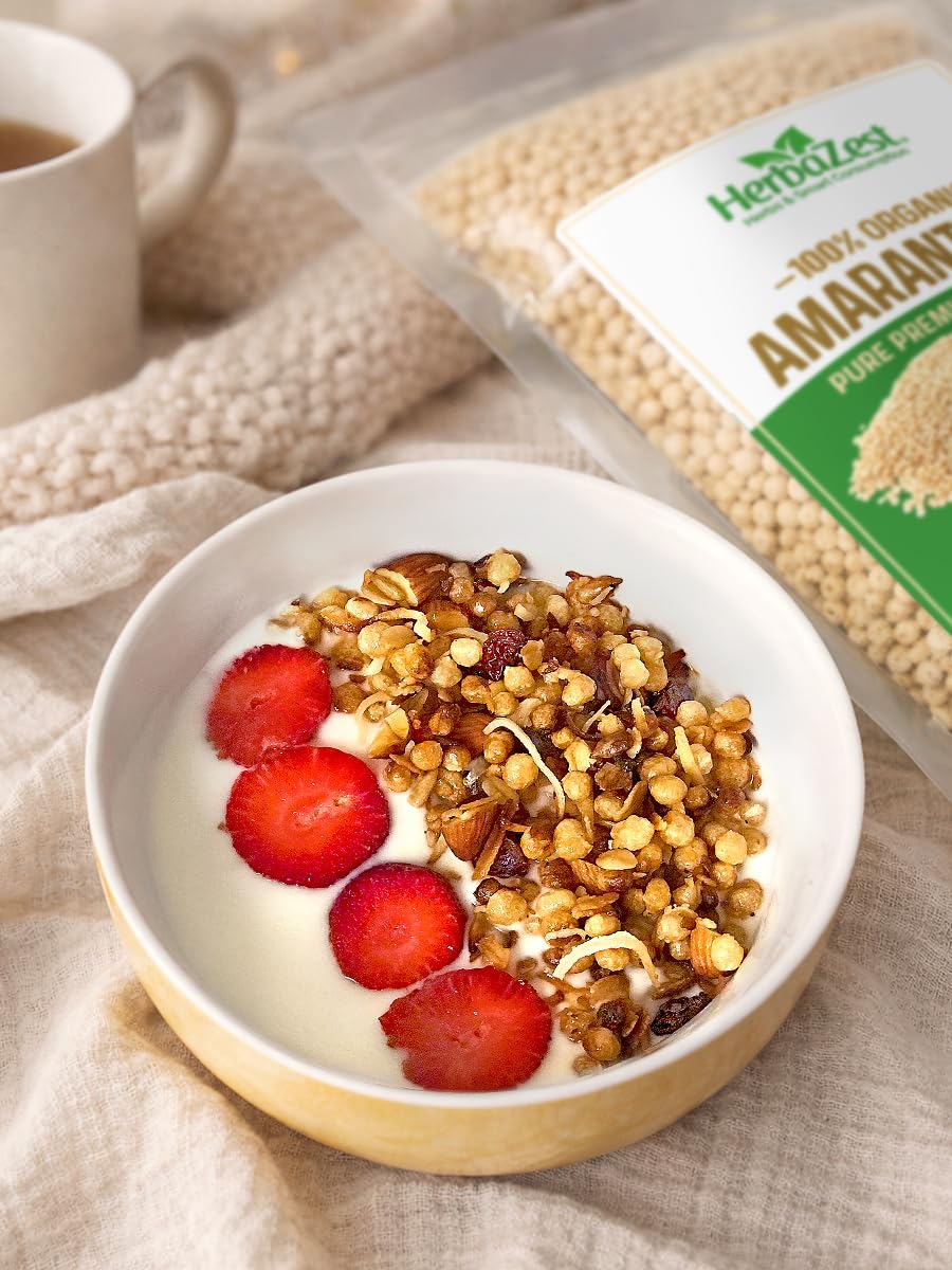 HerbaZest Amaranth Pop Organic salad topper for texture and nutrition.
