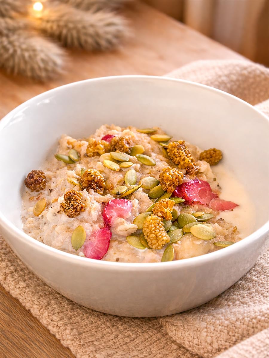 HerbaZest Quinoa Flakes used as a baking ingredient in batter.
