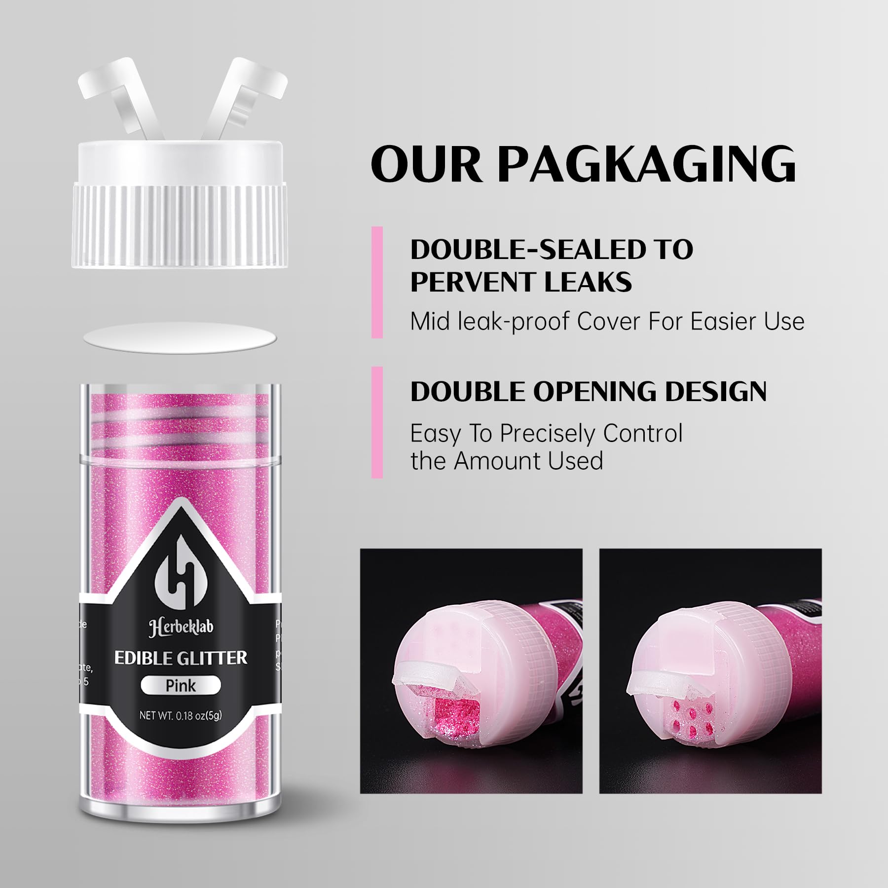 Herbeklab food-grade glitter vegan and dairy-free for safe treats.