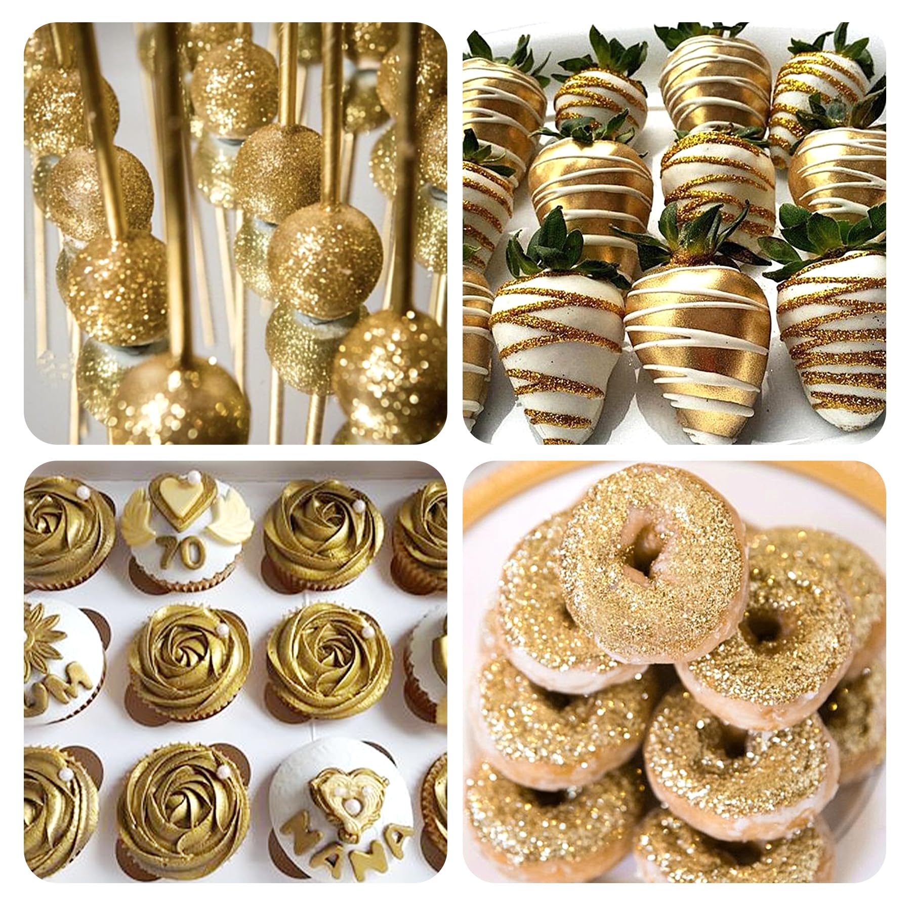 Herbeklab gold edible glitter sprayed cake adds vibrant finish for celebrations.
