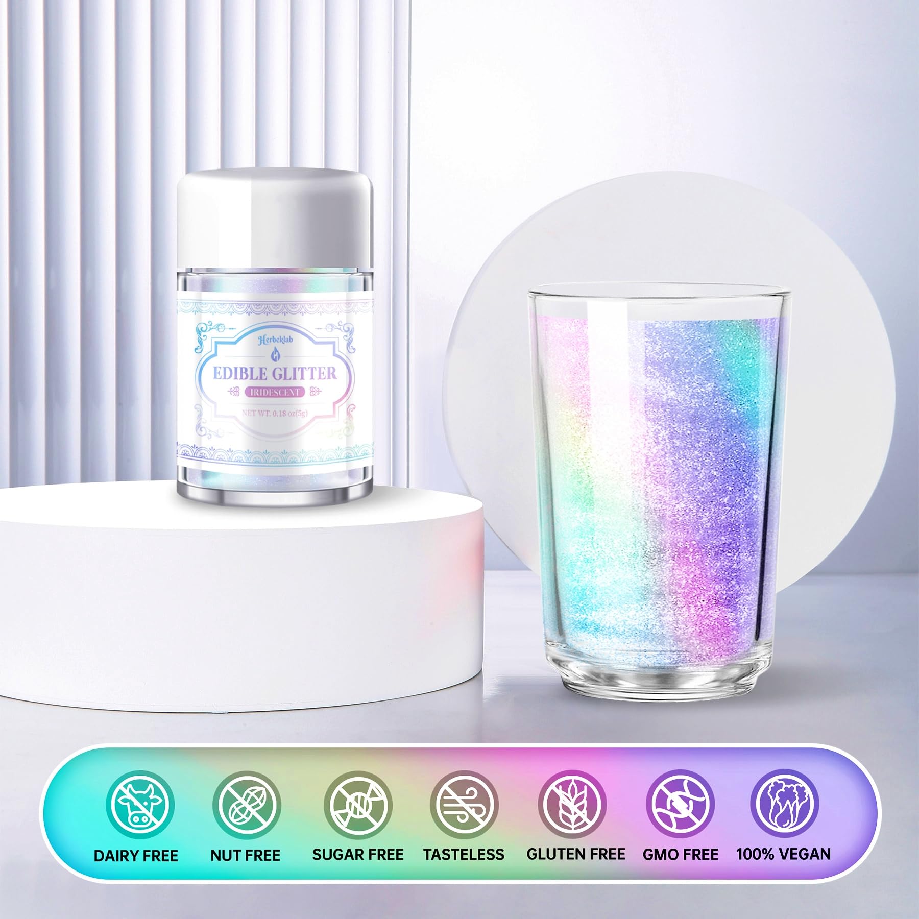 Herbeklab iridescent glitter for cupcakes adds festive shimmer to desserts.