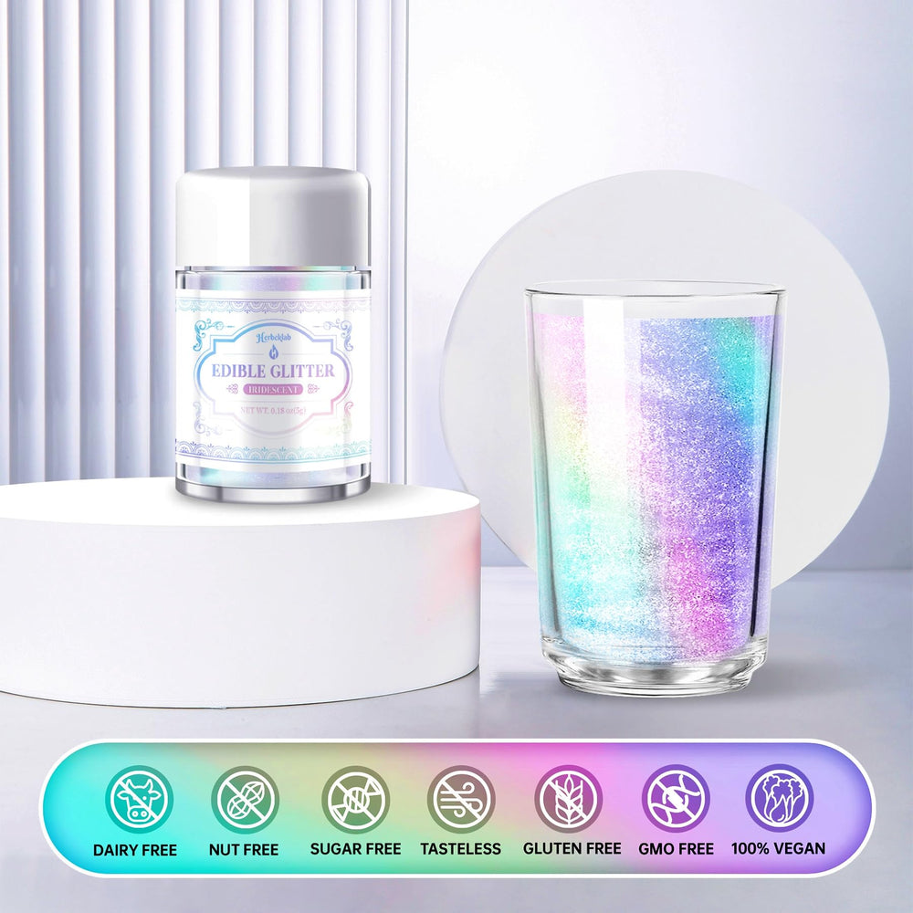 Herbeklab iridescent glitter for cupcakes adds festive shimmer to desserts.
