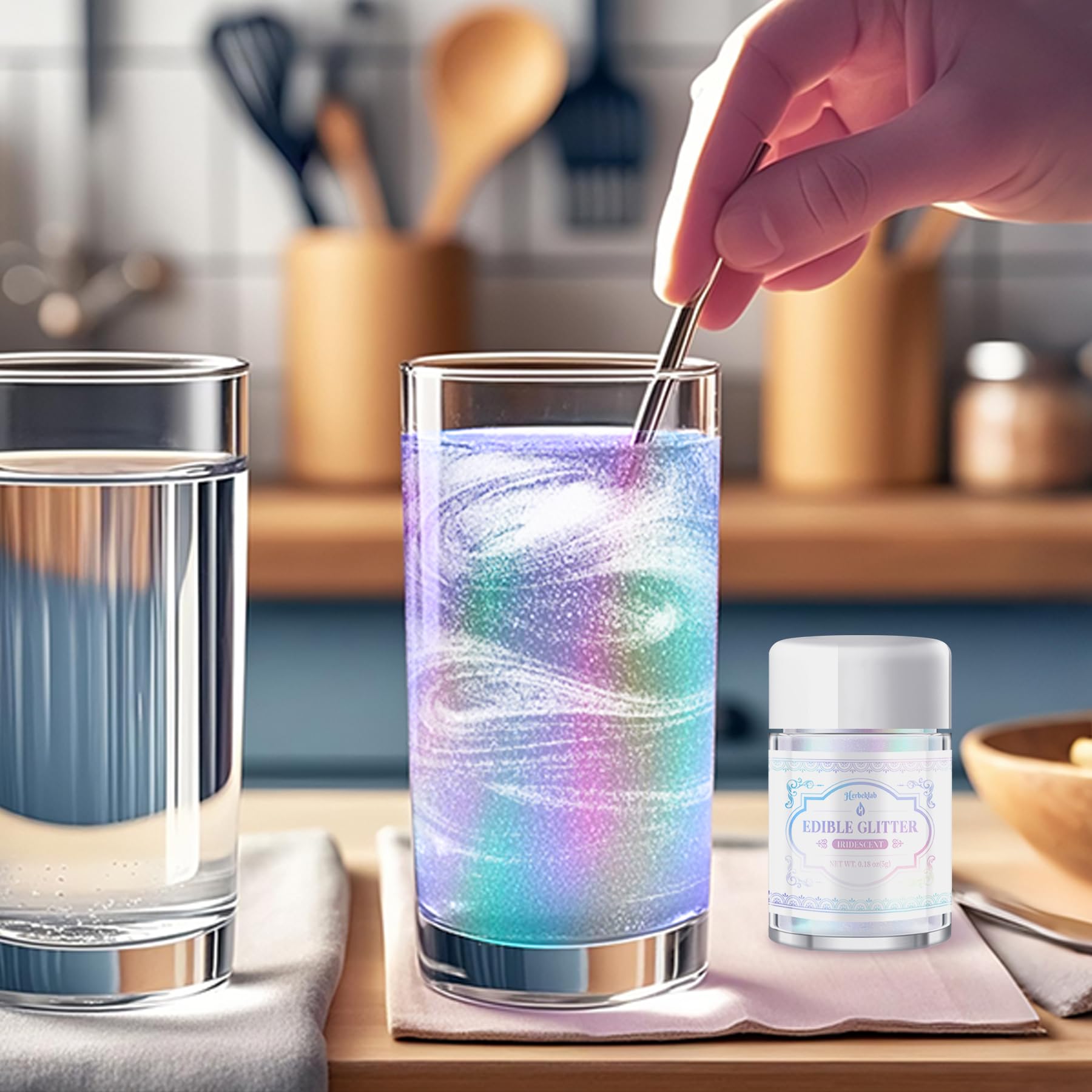 Herbeklab glitter dust blends with oils for DIY dessert art.