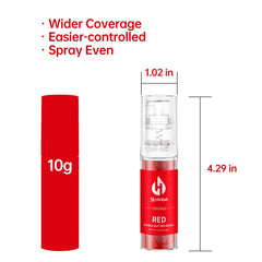 Herbeklab red edible glitter spray bottle side view for precise application