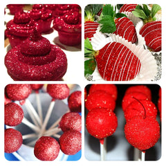 Herbeklab red edible glitter spray dusting on cake for sparkle