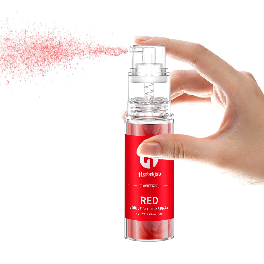 Herbeklab red glitter spray enhances drinks with light shimmer