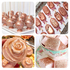 Herbeklab rose gold glitter dust finish for chocolate and cookies.